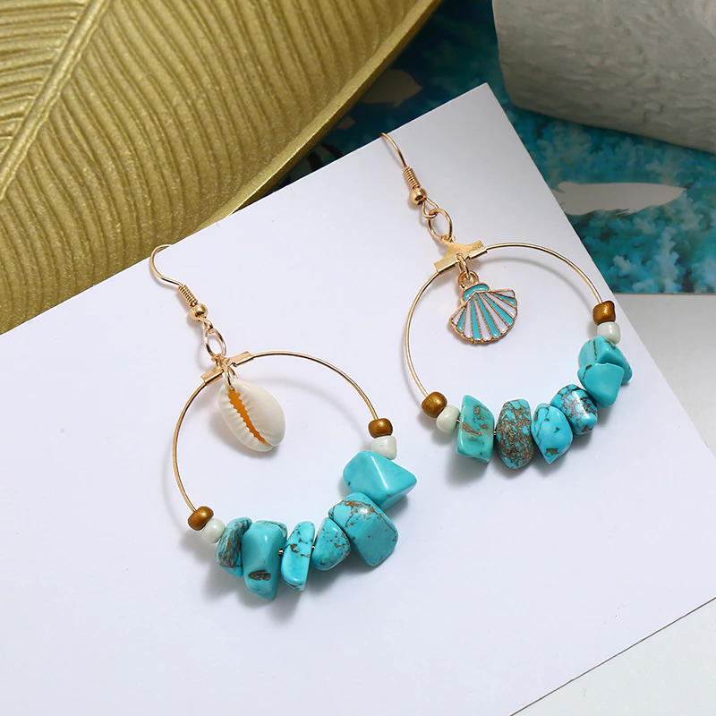 Sea Shell Feroza Earrings For Women - Image 3