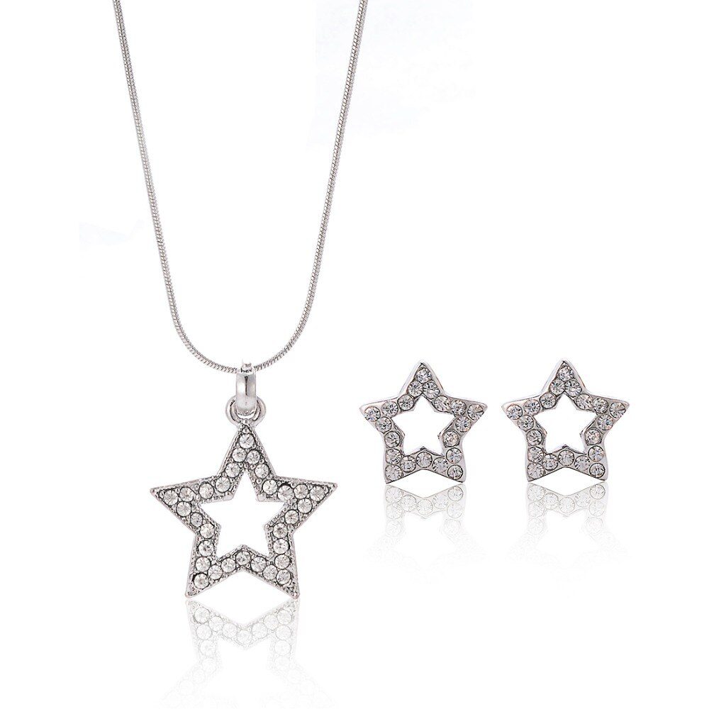 Star Design Pendant and Earrings Fashion Jewelery Set